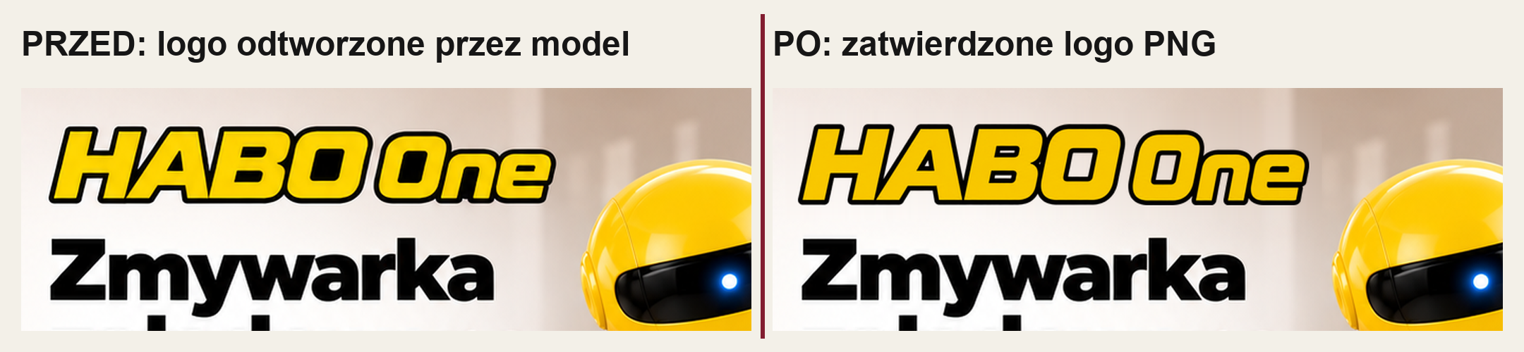 Porównanie logo HABO One przed i po poprawce